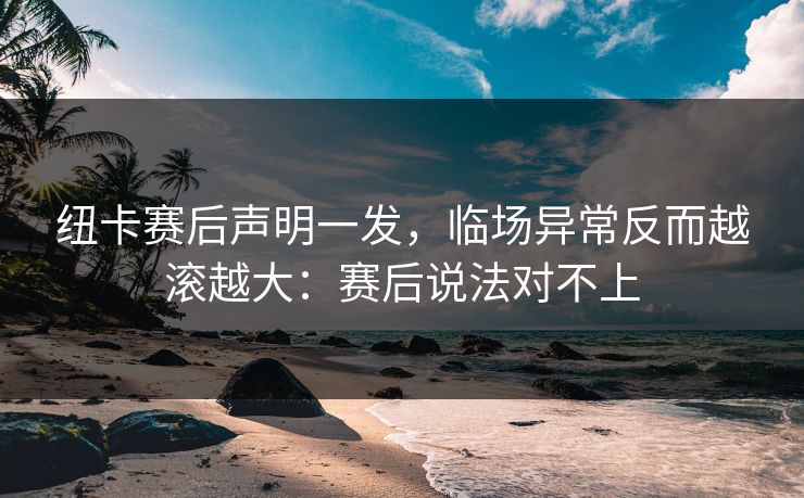 纽卡赛后声明一发，临场异常反而越滚越大：赛后说法对不上
