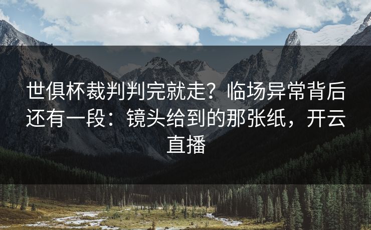 世俱杯裁判判完就走？临场异常背后还有一段：镜头给到的那张纸，开云直播