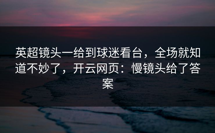英超镜头一给到球迷看台，全场就知道不妙了，开云网页：慢镜头给了答案