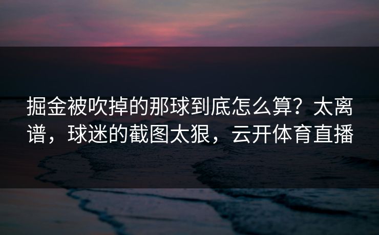 掘金被吹掉的那球到底怎么算？太离谱，球迷的截图太狠，云开体育直播