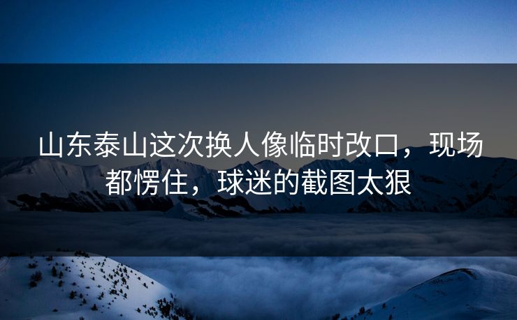 山东泰山这次换人像临时改口，现场都愣住，球迷的截图太狠