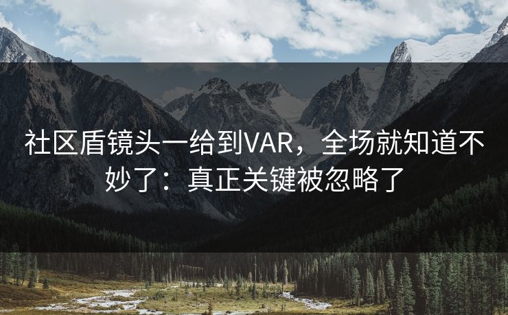 社区盾镜头一给到VAR，全场就知道不妙了：真正关键被忽略了