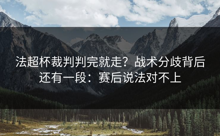 法超杯裁判判完就走？战术分歧背后还有一段：赛后说法对不上