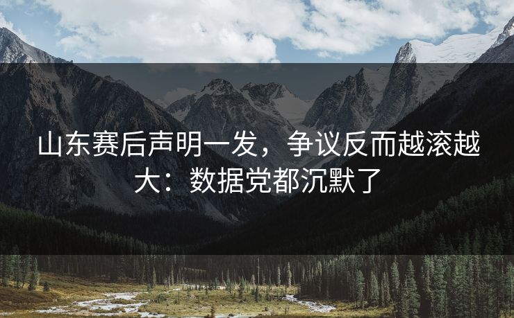山东赛后声明一发，争议反而越滚越大：数据党都沉默了